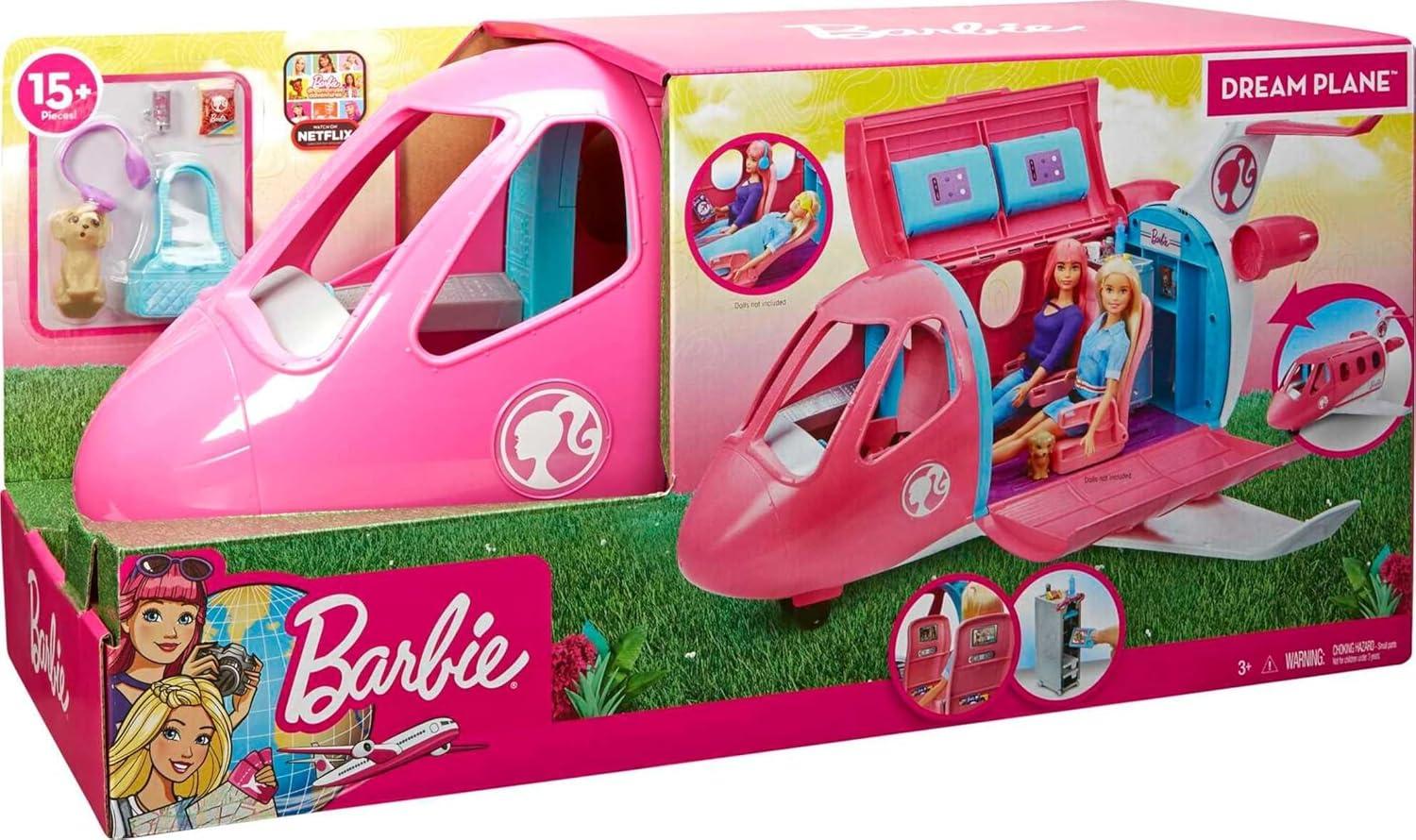 imageBarbie Dreamplane Airplane Toys Playset with 15 Accessories Including Puppy Snack Cart Reclining Seats and More Amazon ExclusiveDreamPlane