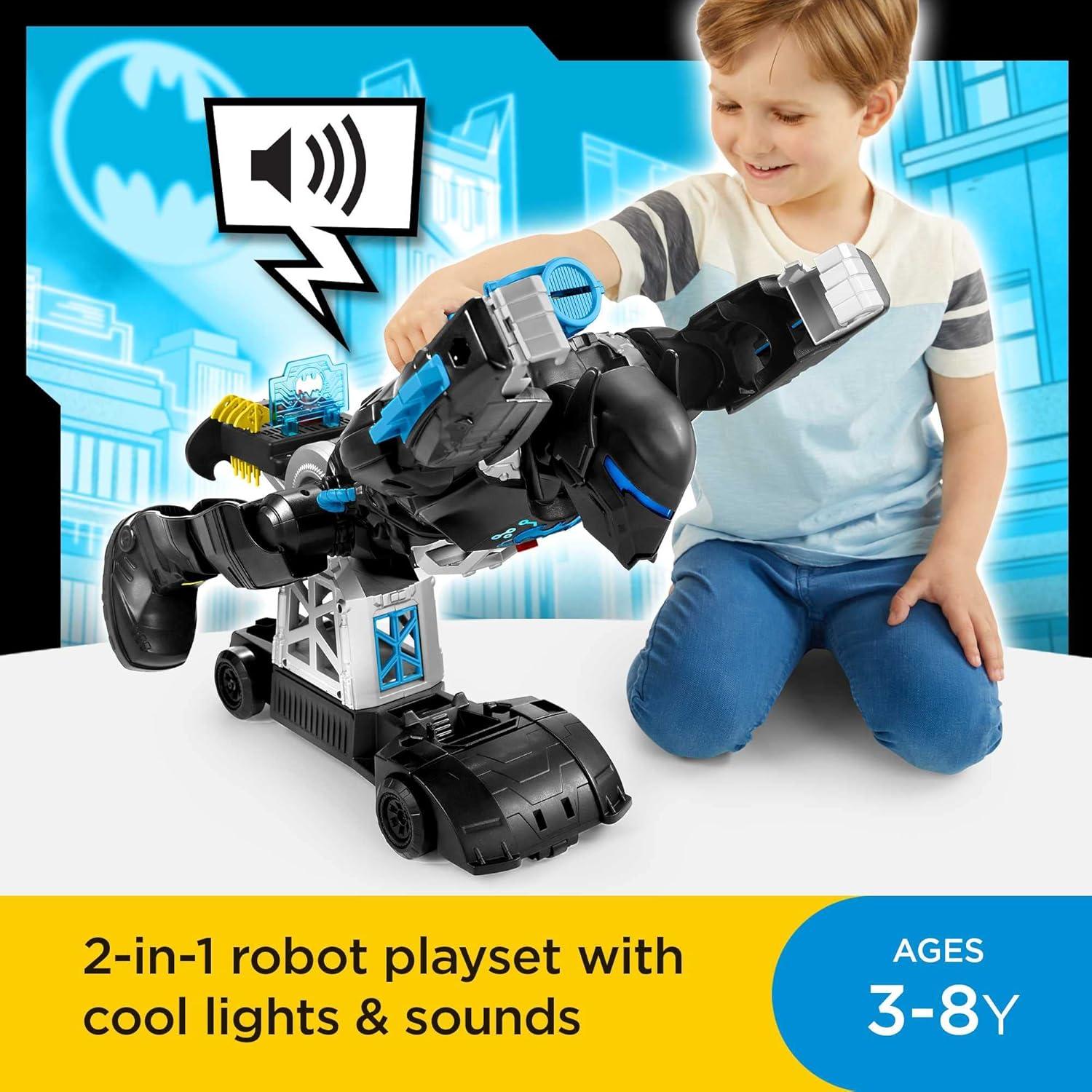 imageFisherPrice Imaginext DC Super Friends Batman Toy BatTech Batbot Playset 2FtTall Robot with Lights amp Sounds for Pretend Play Kids Ages 3 Years