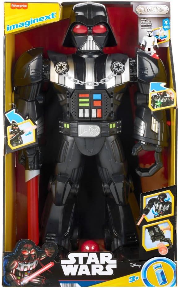 imageFisherPrice Imaginext Star Wars Darth Vader Bot 2 Ft Tall Toy Lights Sounds amp Stormtrooper Metal Character Key for Kids Ages 3 Years