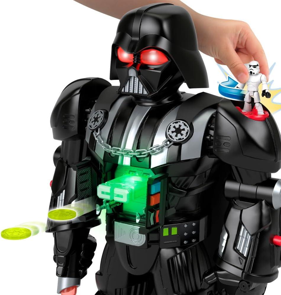 imageFisherPrice Imaginext Star Wars Darth Vader Bot 2 Ft Tall Toy Lights Sounds amp Stormtrooper Metal Character Key for Kids Ages 3 Years