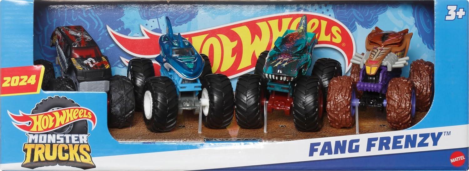 imageHot Wheels Monster Trucks 2Pack Demolition Doubles Set of 2 Toy Vehicles in 164 Scale for Kids amp Collectors Styles May Vary4Pack Fang Frenzy