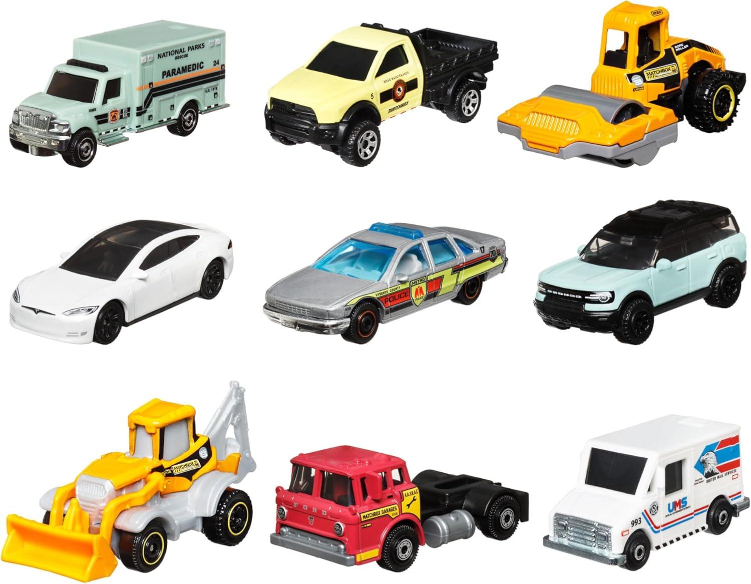 imageMatchbox Cars 164 Scale Toy Cars Buses and Trucks for Kids and Collectors Set of 20 Styles May Vary9Pack