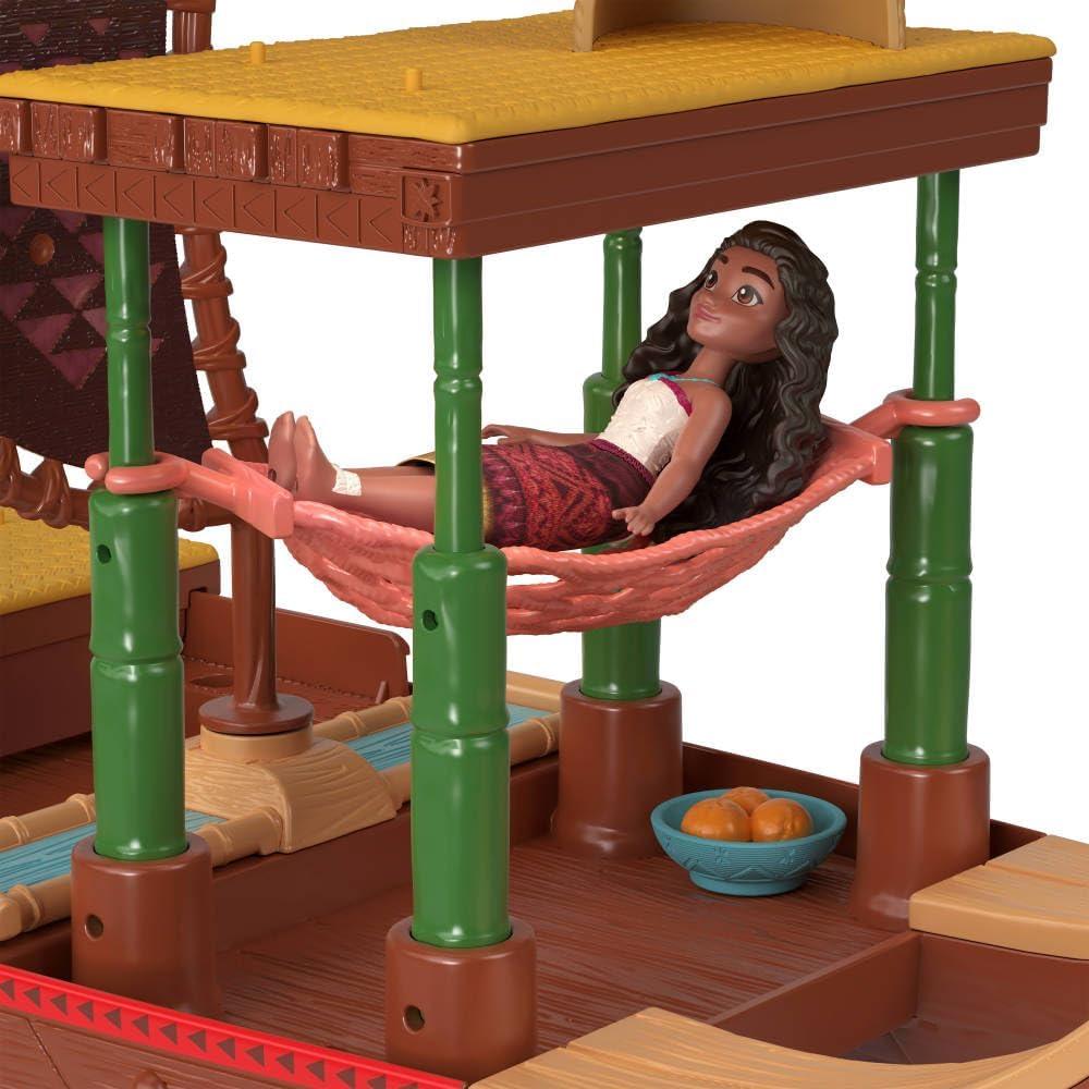 imageMattel Disney Moana 2 Toy Playset with Floating Adventure Canoe Small Doll 1 Character Friend 6 Play Areas amp 10 Accessories