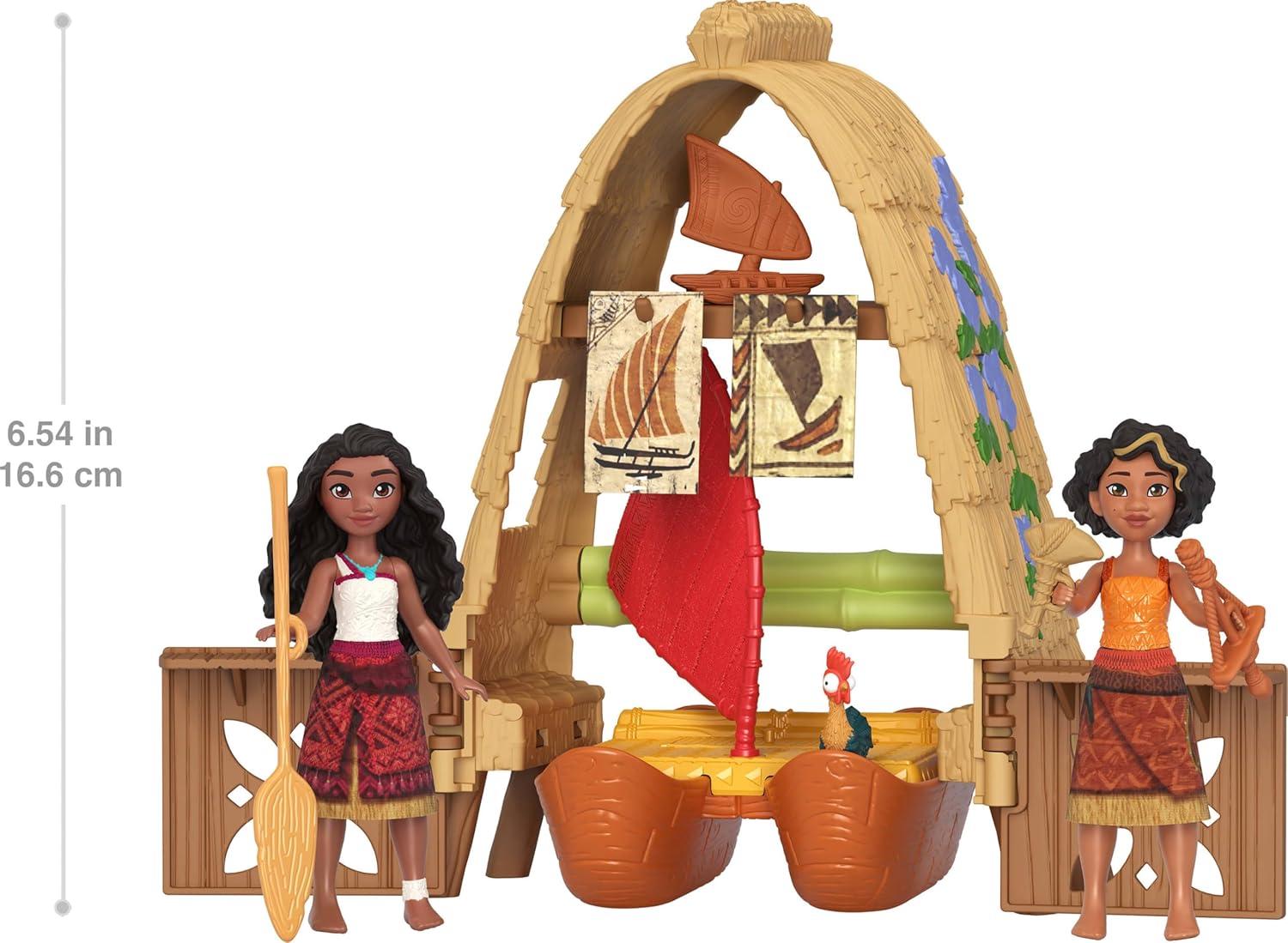 imageMattel Disney Moana 2 Toys Moana amp Lotos Workshop Playset with 2 Small Dolls Heihei Figure Floating Boat amp 5 Accessories