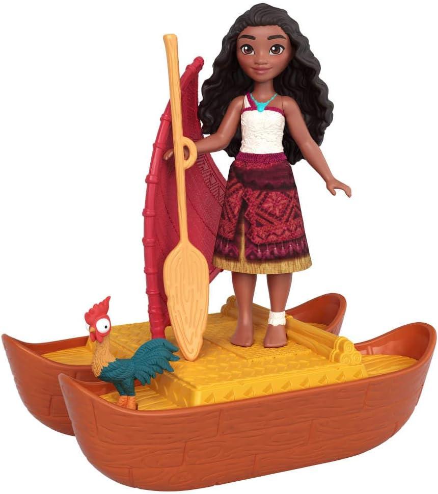 imageMattel Disney Moana 2 Toys Moana amp Lotos Workshop Playset with 2 Small Dolls Heihei Figure Floating Boat amp 5 Accessories
