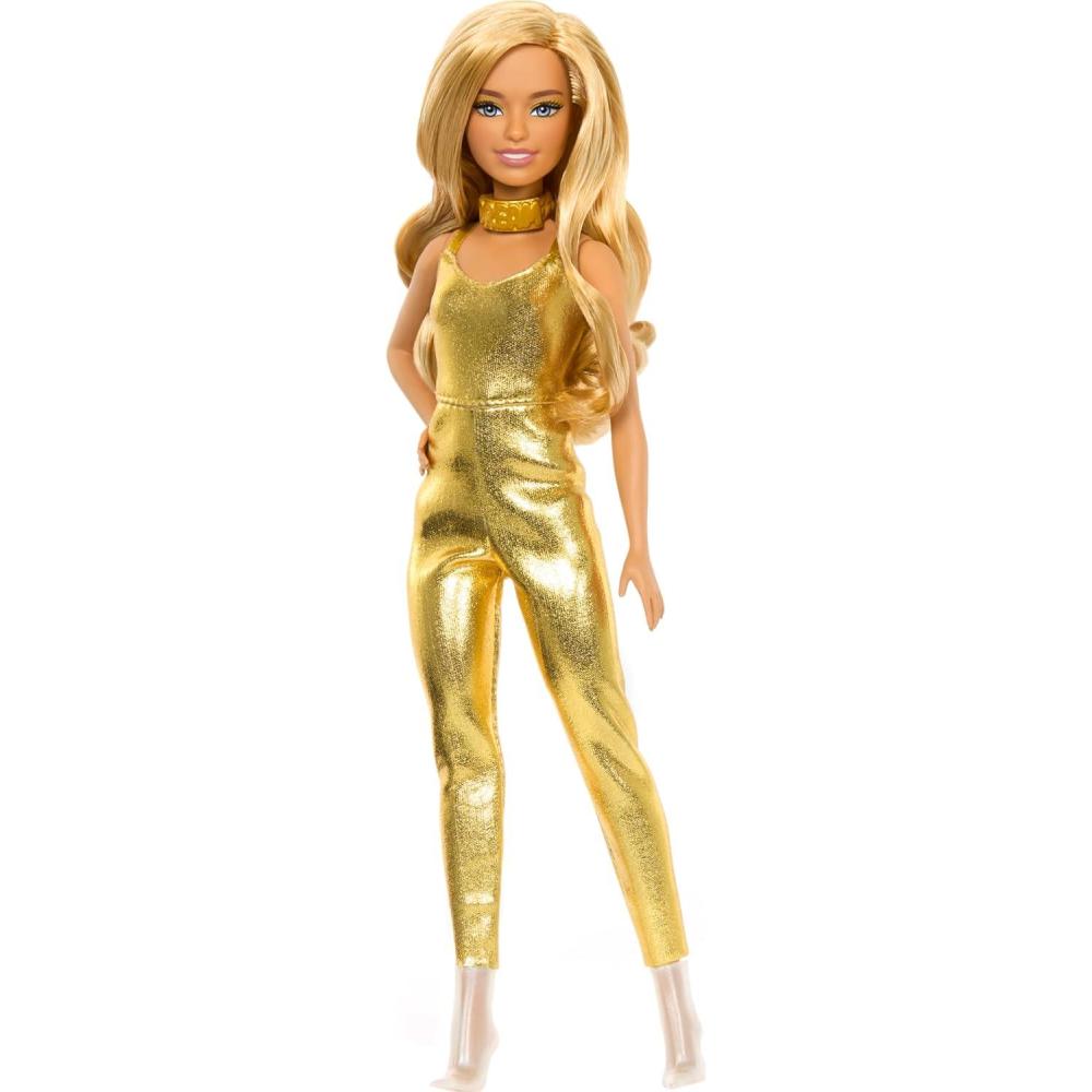 imageBarbie Fashionistas Doll 223 with Blonde Wavy Hair Totally HairInspired Dress amp Accessories 65th Anniversary Collectible ToyGolden Dreams