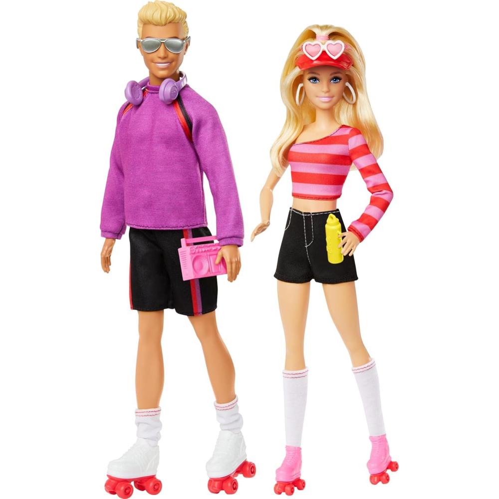 imageBarbie Fashionistas Set with 2 Fashion Dolls amp 6 Accessories Ken RollerSkating Fashion Dolls 65th Anniversary Collectible