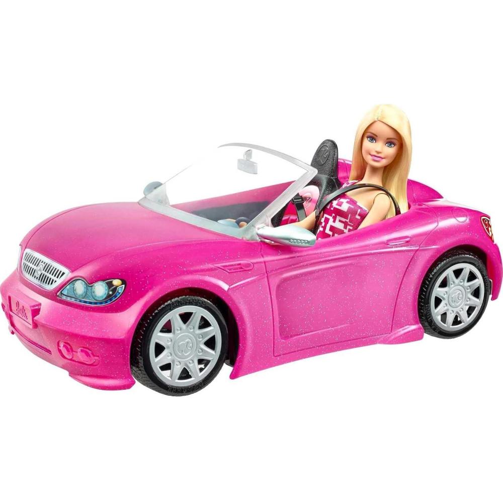 imageBarbie Playset with Sparkly Pink 2Seater Toy Convertible Car Featuring Glam Details amp Fashion Doll in Sundress amp Sunglasses Amazon ExclusiveOne Size