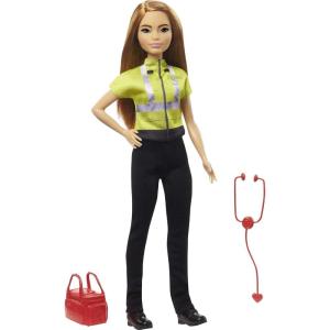 Barbie Nurse Blonde Doll (12-in/30.40-cm) with Scrubs Featuring a Medical Tool Print Top & Pink Pants, White Shoes & StethoscopeAccessory, Great Gift for Ages 3 Years Old & Up(Black yellow)