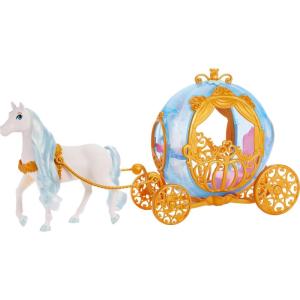 Mattel Disney Princess Cinderella’s Rolling Carriage with Gold Details & White Horse with Brushable Mane & Tail, Inspired by Disney Movie(Carriage)