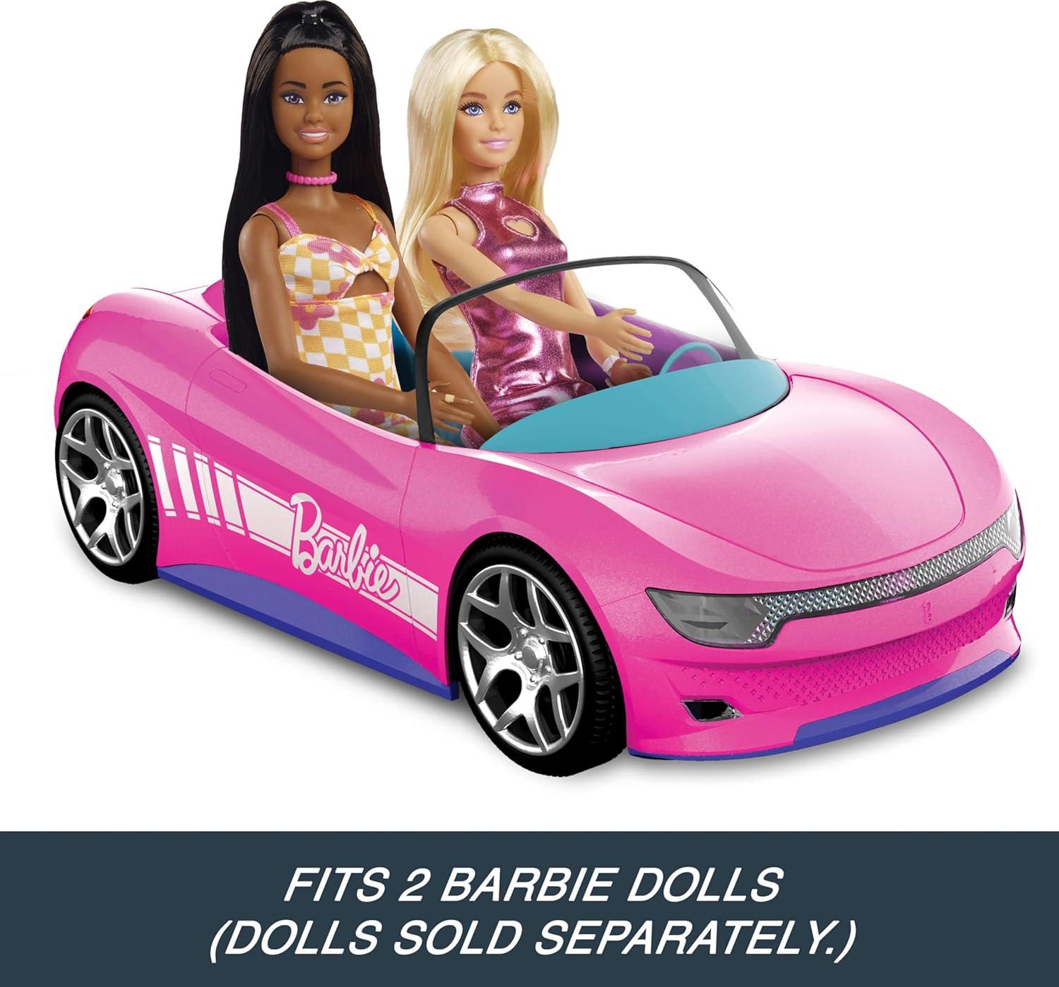imageHot Wheels Barbie RC Toy Car RemoteControl Pink Convertible Can Hold 2 Barbie Fashion Dolls amp Trunk Opens for Storage Sticker Sheet for CustomizingCar