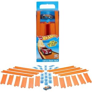 Hot Wheels Toy Car Straight Track Set with 37 Component Building Parts & 1:64 Scale Vehicle(Track Pack)