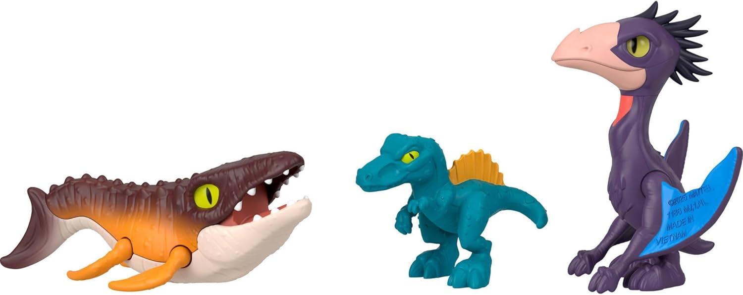 imageFisherPrice Imaginext Jurassic World Rebirth Action Figure Set with 1 3inch Human 5 Dinosaurs Toy Launcher amp Accessories