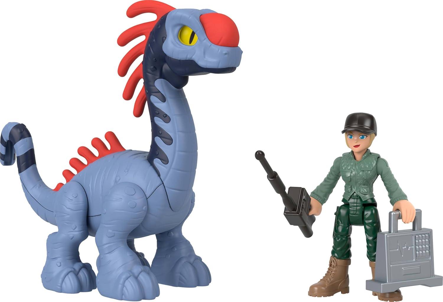 imageFisherPrice Imaginext Jurassic World Rebirth Action Figure Set with 1 3inch Human 5 Dinosaurs Toy Launcher amp Accessories