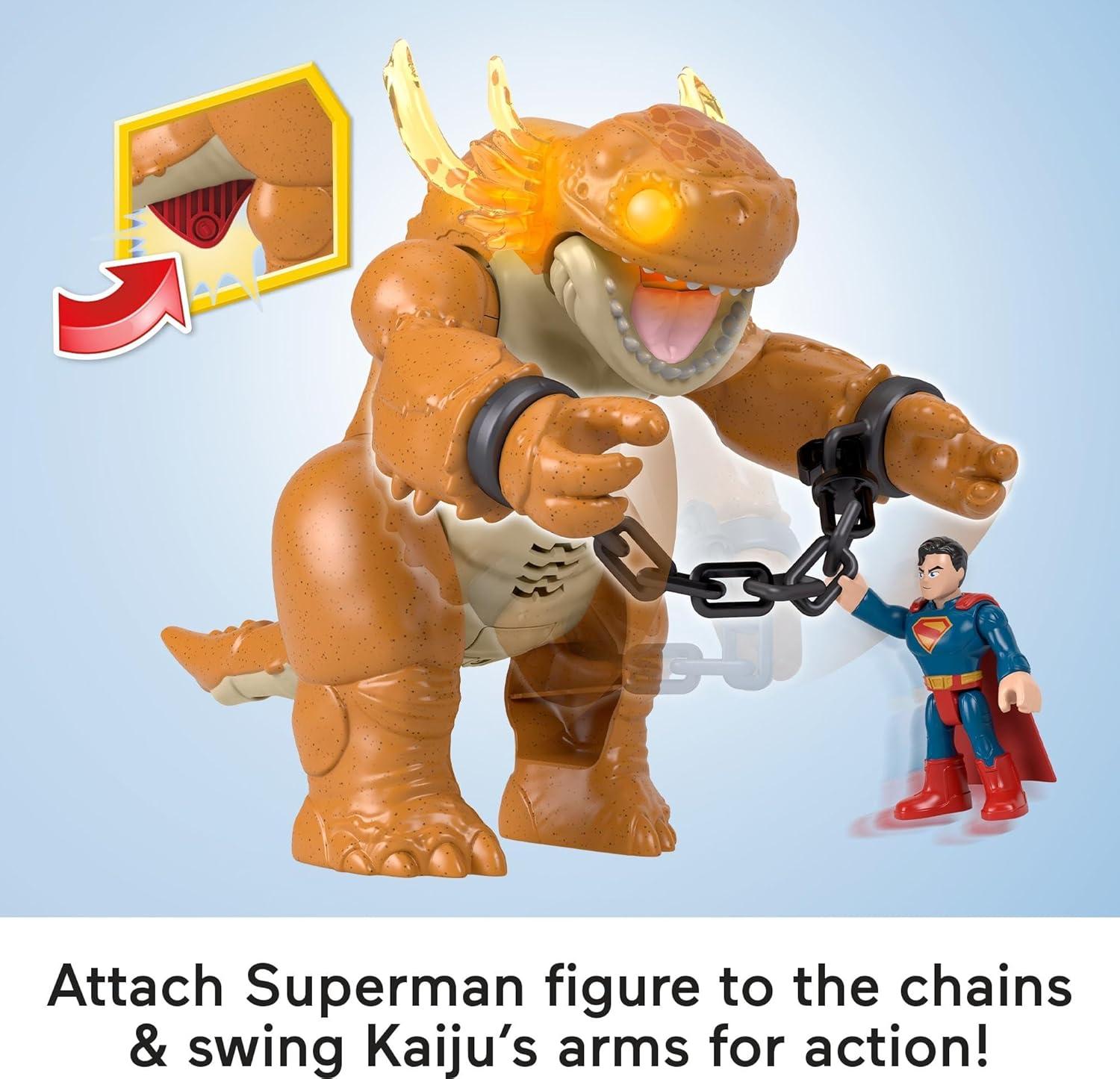 imageFisherPrice Imaginext Superman Toy with Lights Sounds Motion amp 3inch Action Figure 10inch Monster with Chains for Ages 3Playset