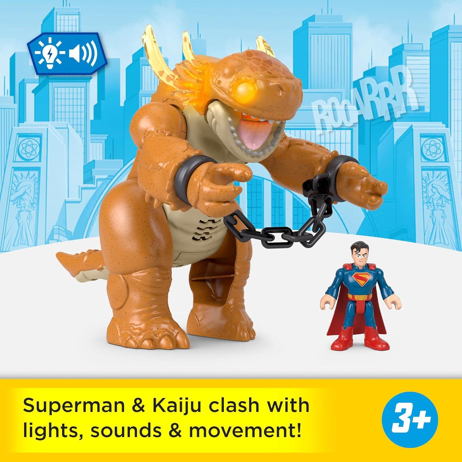 imageFisherPrice Imaginext Superman Toy with Lights Sounds Motion amp 3inch Action Figure 10inch Monster with Chains for Ages 3Playset