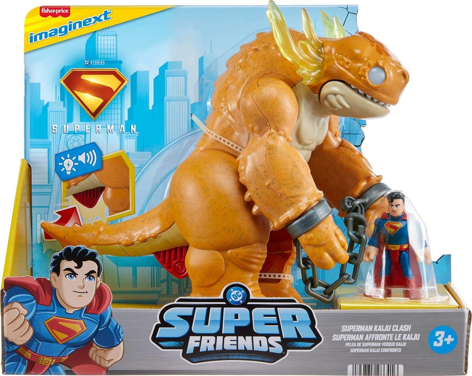 imageFisherPrice Imaginext Superman Toy with Lights Sounds Motion amp 3inch Action Figure 10inch Monster with Chains for Ages 3Playset