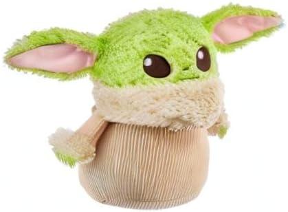imageMattel Star Wars Grogu Plush 12inch Toy Figure Soft n Fuzzy Character Doll with Sounds Press Hands to Activate
