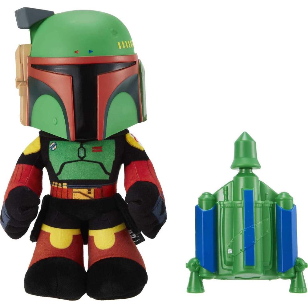 imageMattel Star Wars Plush 12inch Toy Boba Fett Rocket Launching Soft Doll Removable AirPowered Rocket Launcher with Projectile