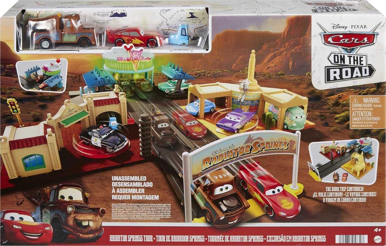 imageMattel Disney and Pixar Cars On The Road Playset with 2 Toy Vehicles amp LightUp Countdown Includes Lightning McQueen amp Mater Truck