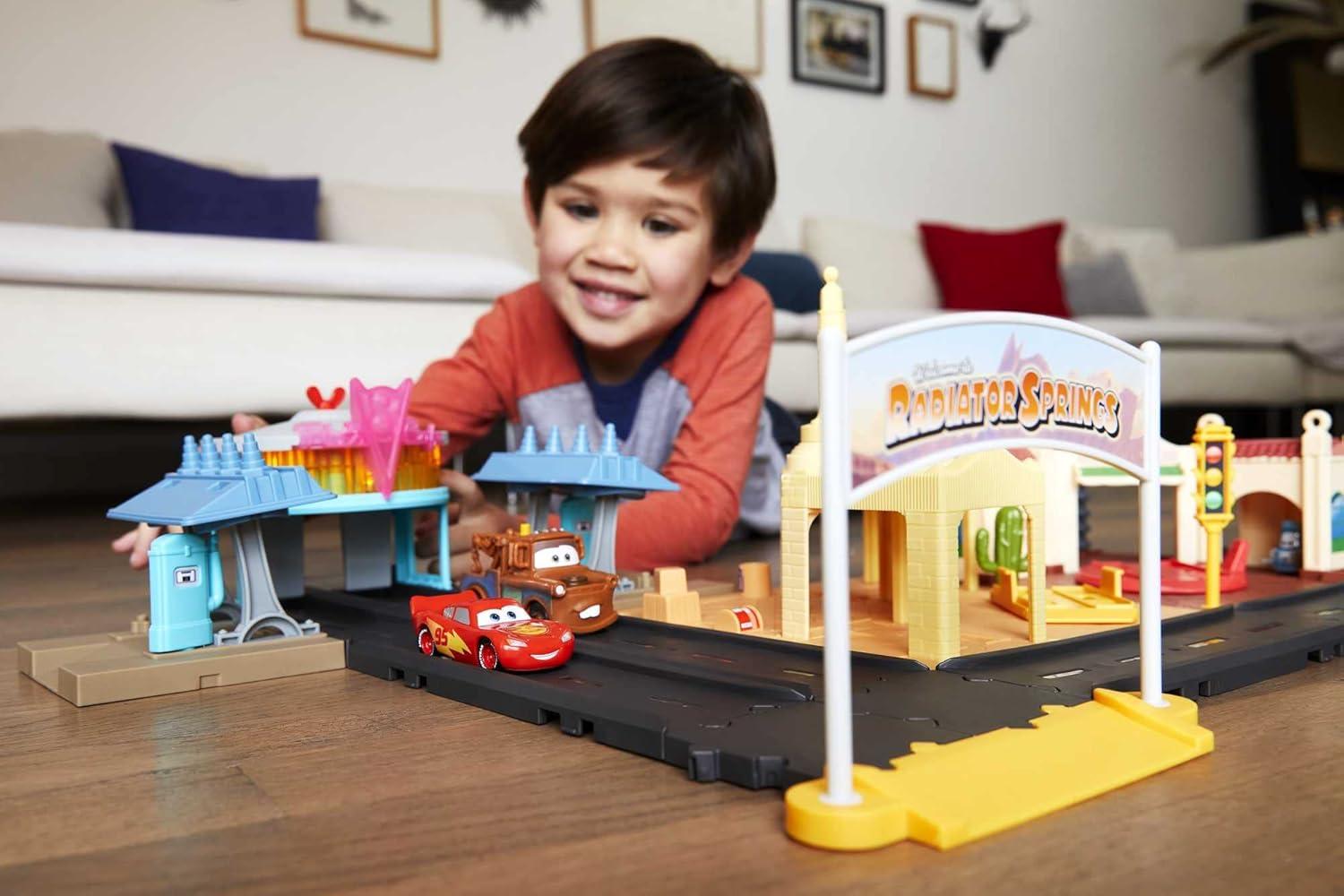 imageMattel Disney and Pixar Cars On The Road Playset with 2 Toy Vehicles amp LightUp Countdown Includes Lightning McQueen amp Mater Truck