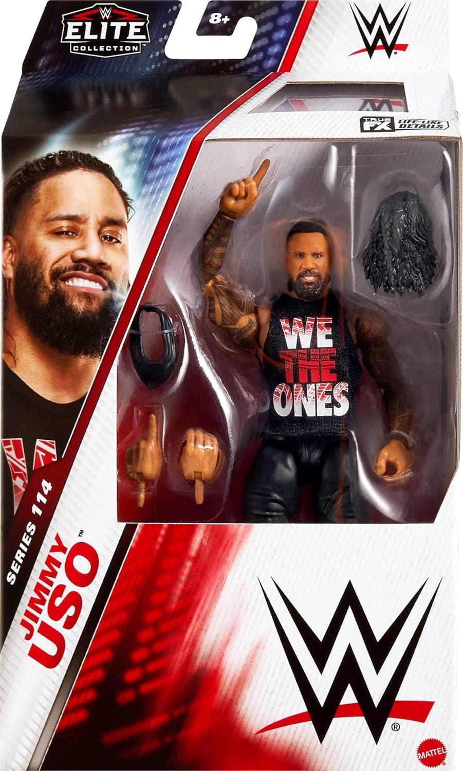 imageMattel WWE Elite Action Figure amp Accessories Series 114 6inch Collectible Jimmy USO with 25 Articulation Points amp Swappable Hands