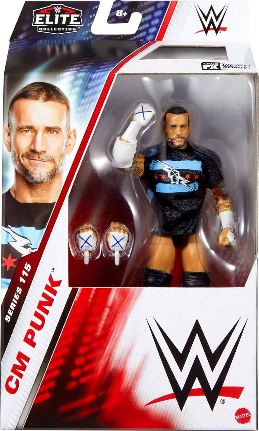 imageMattel WWE Elite Action Figure amp Accessories Series 115 6inch Collectible CM Punk with 25 Articulation Points amp Swappable HandsCM Punk