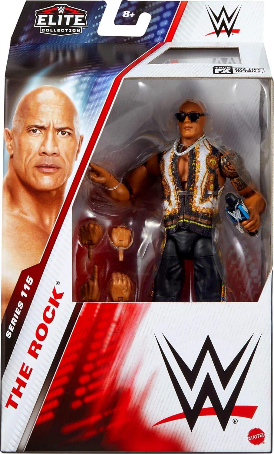 imageMattel WWE Elite Action Figure amp Accessories Series 115 6inch Collectible CM Punk with 25 Articulation Points amp Swappable HandsThe Rock