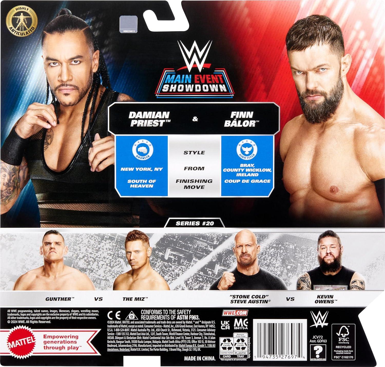 imageMattel WWE Main Event Championship Showdown 2Pack Action Figures amp Accessory Series 20 Damian Priest amp Finn Balor Collectible Set