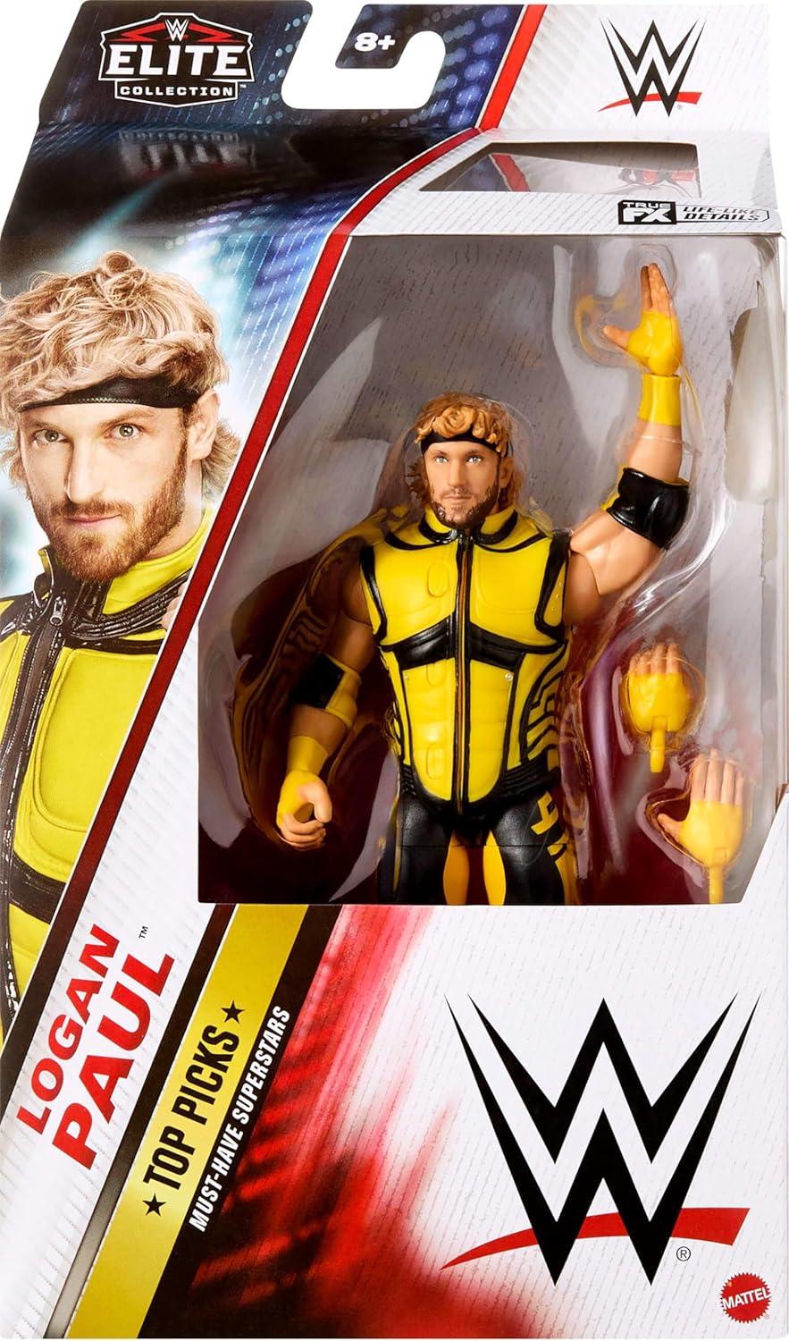 imageMattel WWE Top Picks Elite Action Figure amp Accessories Set Logan Paul 6inch Collectible with Swappable Hands Ring Gear amp 25 Articulation Points
