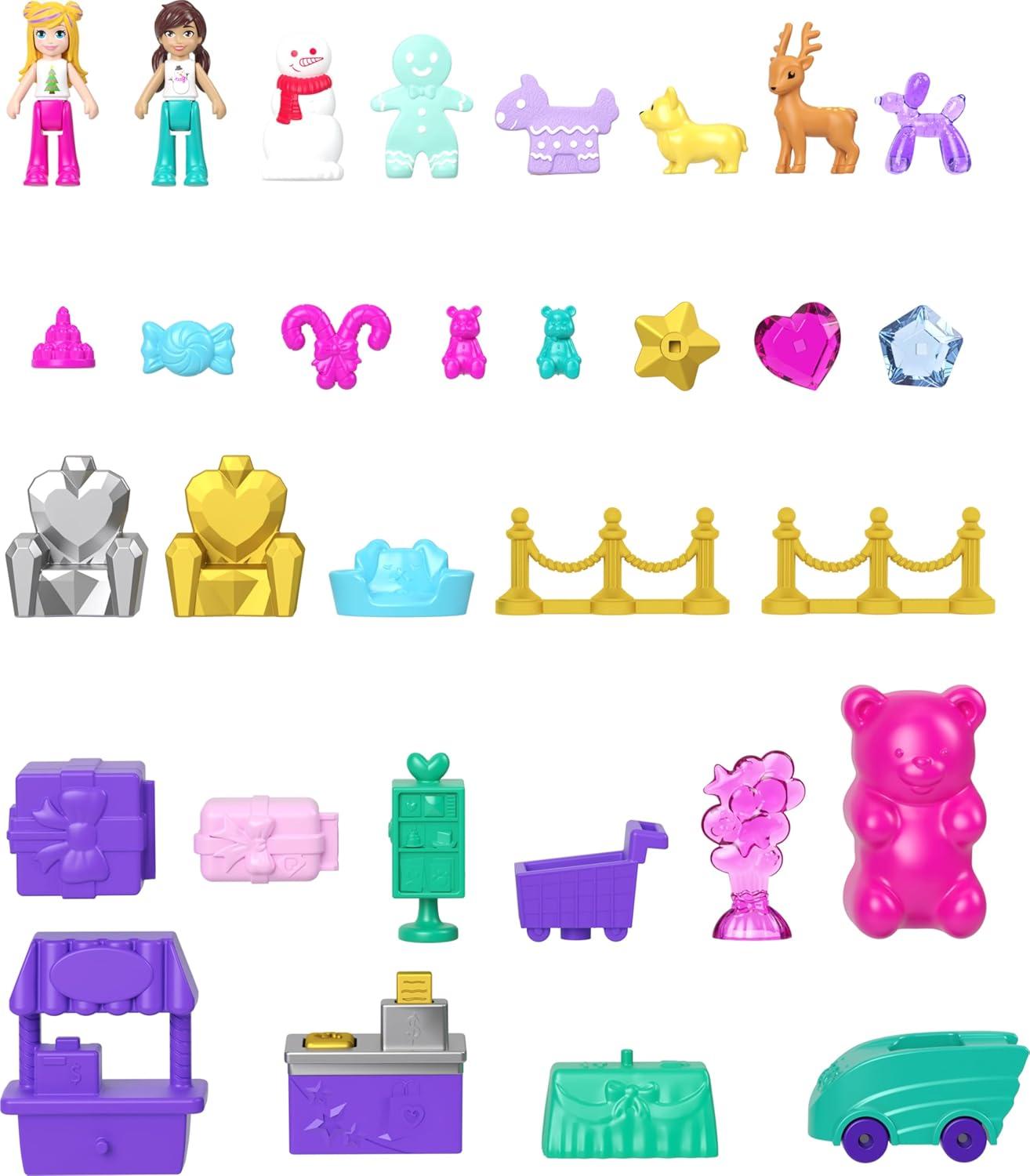 imagePolly Pocket Dolls Advent Calendar Gingerbread House Playset with 24 Surprises Dollhouse Furniture Toy Car amp Holiday Accessories