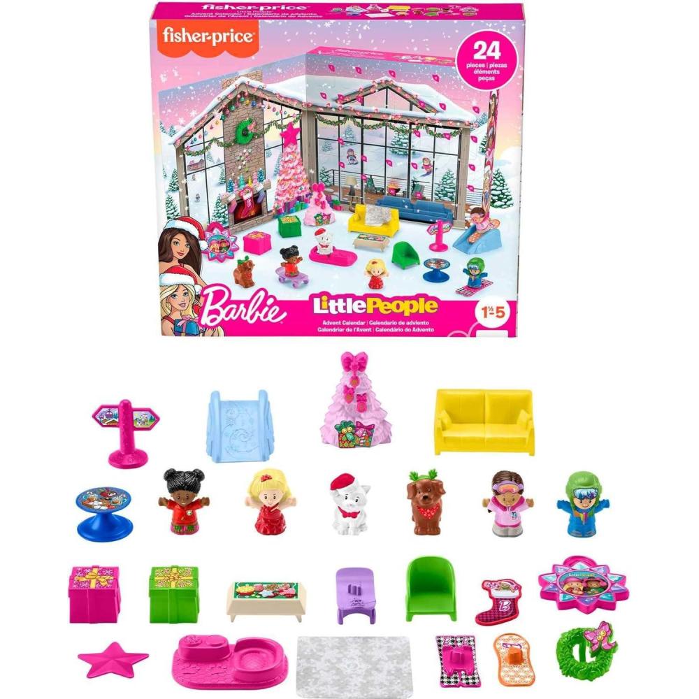 imageFisherPrice Little People Barbie Toddler Toy 2025 Advent Calendar Playset 24 Christmas Figures amp Pieces for Pretend Play Kids Ages 18 Months
