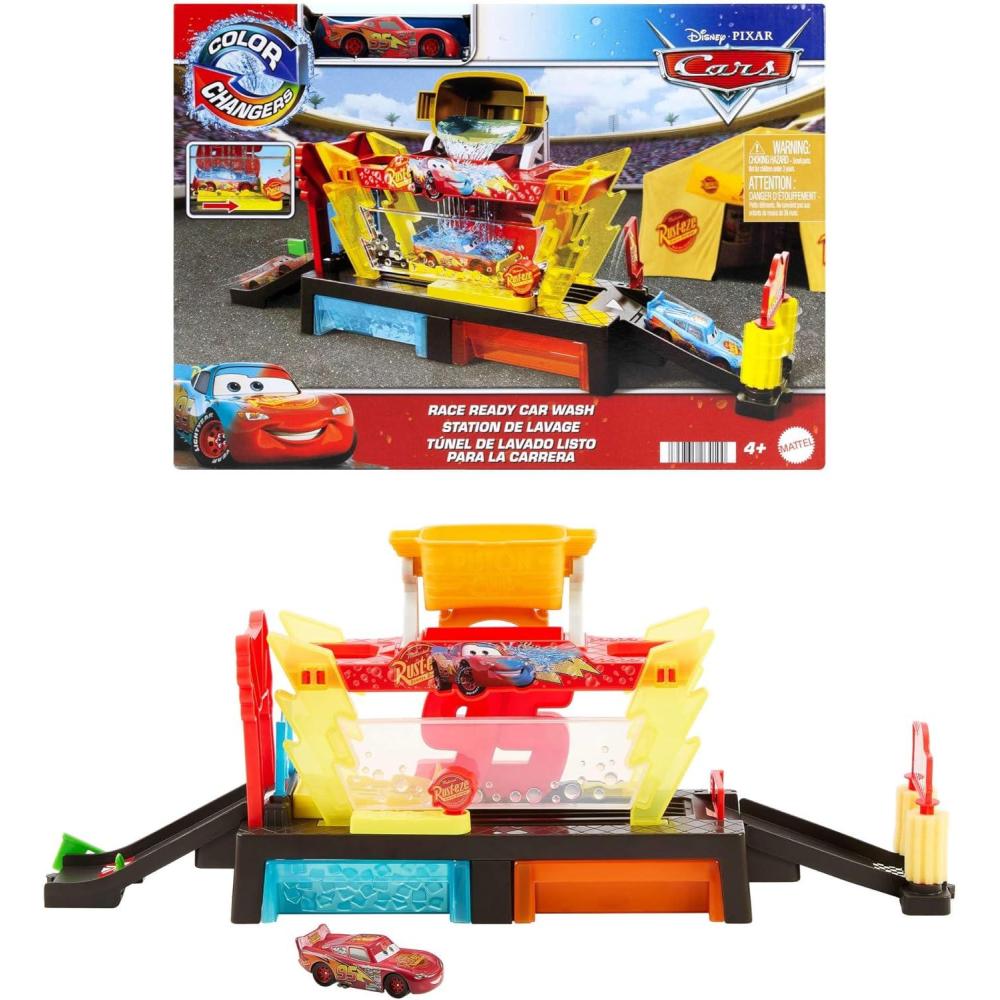 imageMattel Disney Pixar Cars Color Changers Car Wash Playset with Color Changing Lightning McQueen Toy Vehicle 20Inches Long Connects to Other Sets