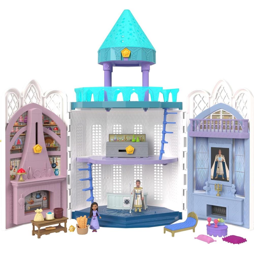 imageMattel Disney Wish Toys Rosas Castle Dollhouse Playset with 2 Posable Mini Dolls Star Figure 20 Accessories LightUp Projection Dome amp MoreRosas Castle