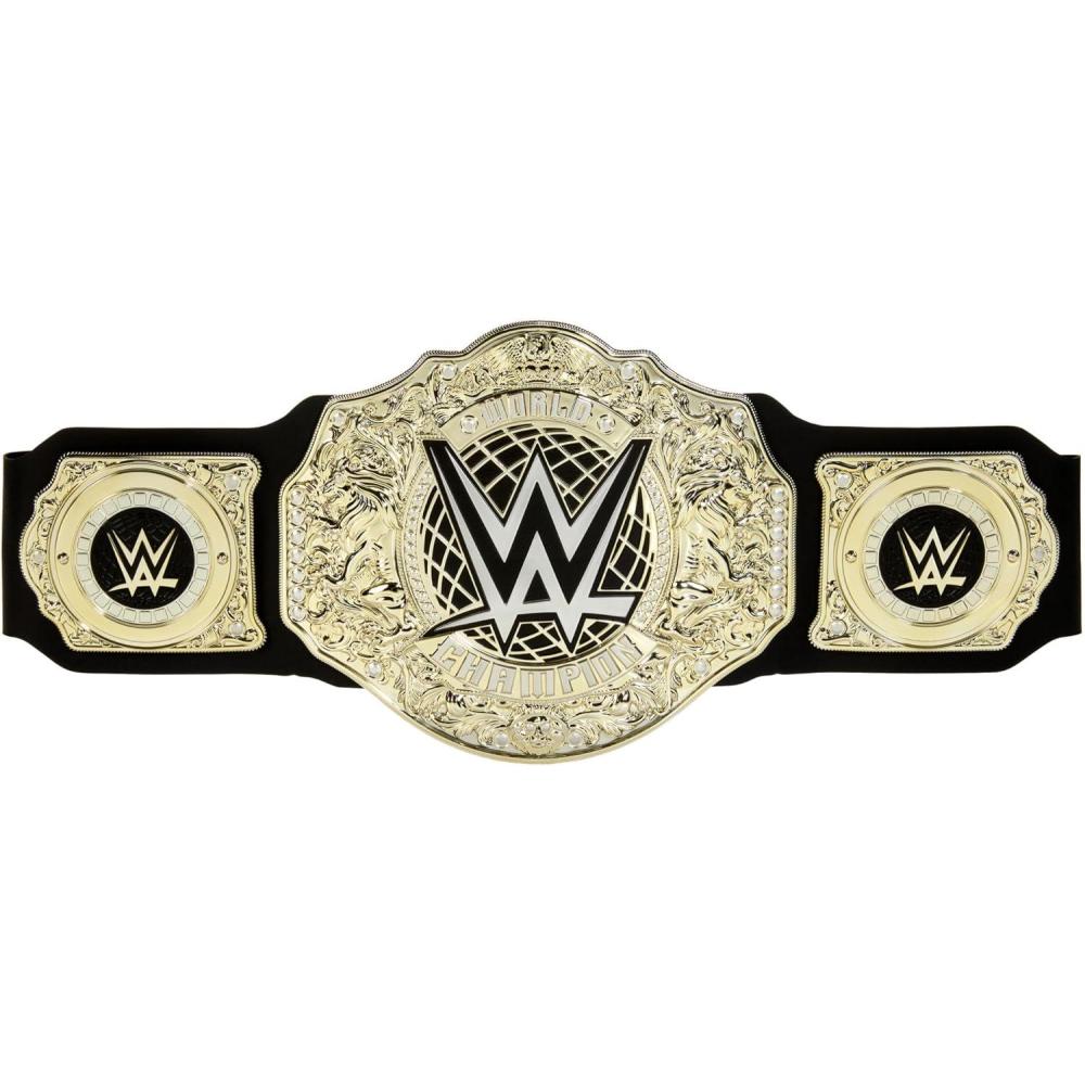 imageMattel WWE Championship Title World Heavyweight Championship RolePlay amp Costume Piece LeatherLike Belt 3 Feet with OneTime AdjustmentWorld Heavyweight