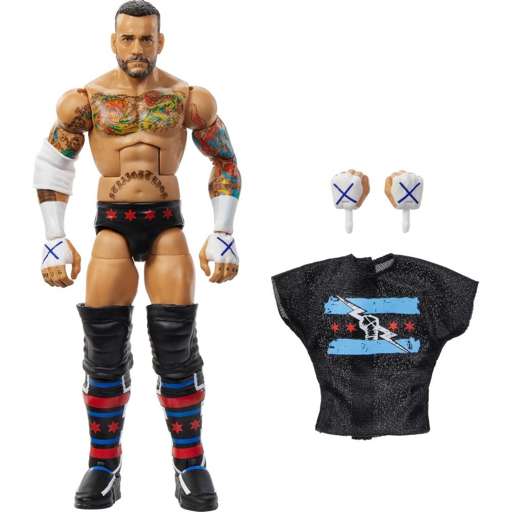 imageMattel WWE Elite Action Figure amp Accessories Series 115 6inch Collectible CM Punk with 25 Articulation Points amp Swappable HandsCM Punk