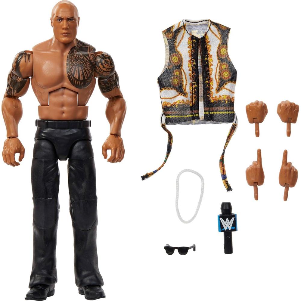 imageMattel WWE Elite Action Figure amp Accessories Series 115 6inch Collectible CM Punk with 25 Articulation Points amp Swappable HandsThe Rock