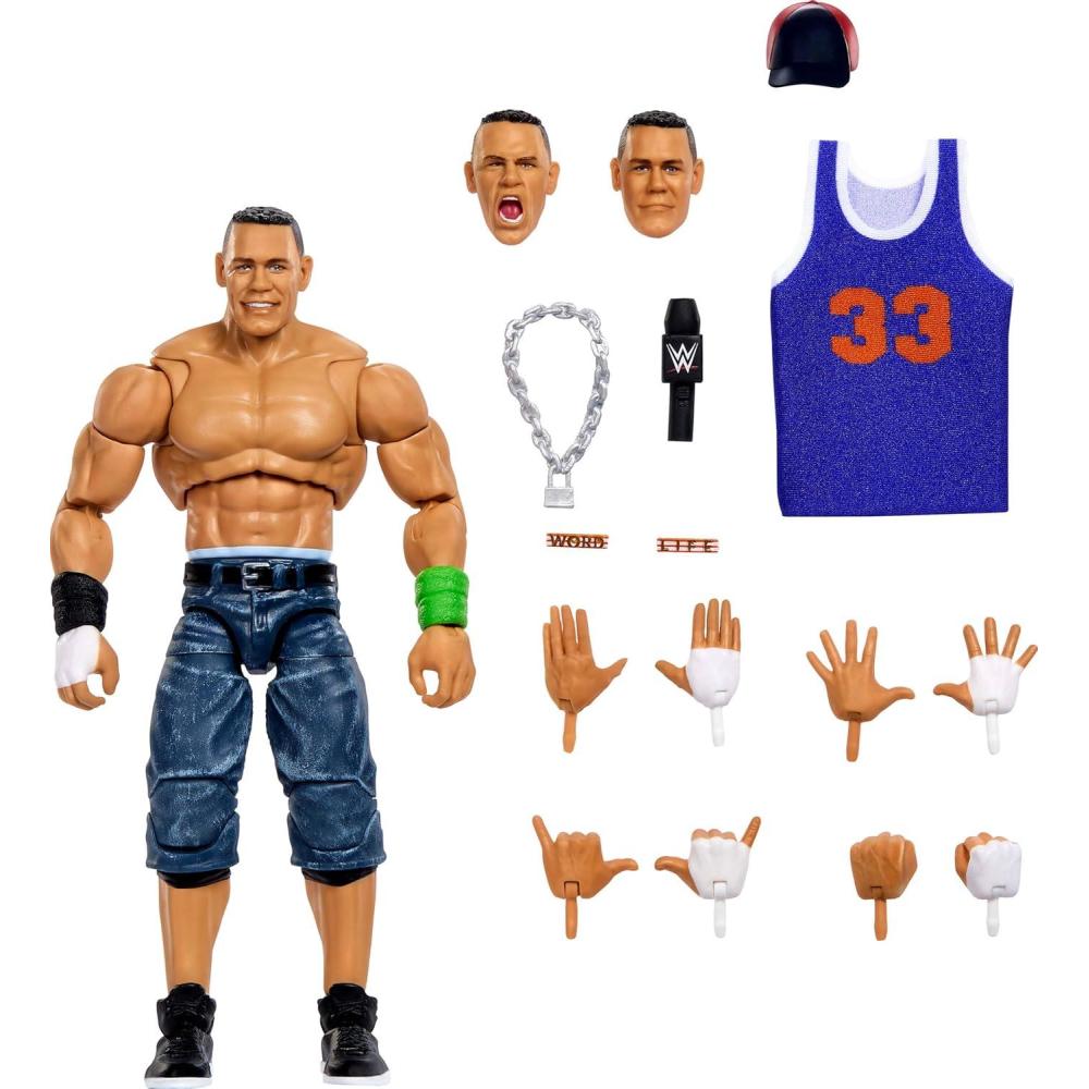 imageMattel WWE Ultimate Edition John Cena 6inch Action Figure amp Accessories Set 10 Pieces Include Swappable Heads amp Hands Amazon ExclusiveJohn Cena
