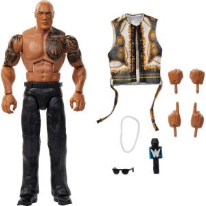 Mattel WWE Elite Action Figure & Accessories, Series #115 6-inch Collectible CM Punk with 25 Articulation Points & Swappable Hands​​(The Rock)