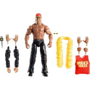Mattel WWE Elite Collection Action Figure & Accessories, Premium Live Event Hulk Hogan Set, Wrestlemania with Howard Finkel Build-A-Figure Parts