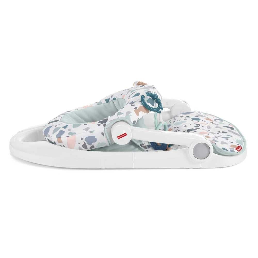 imageFisherPrice Portable Baby Chair SitMeUp Floor Seat With Developmental Toys amp Machine Washable Seat Pad Pacific Pebble1 Count