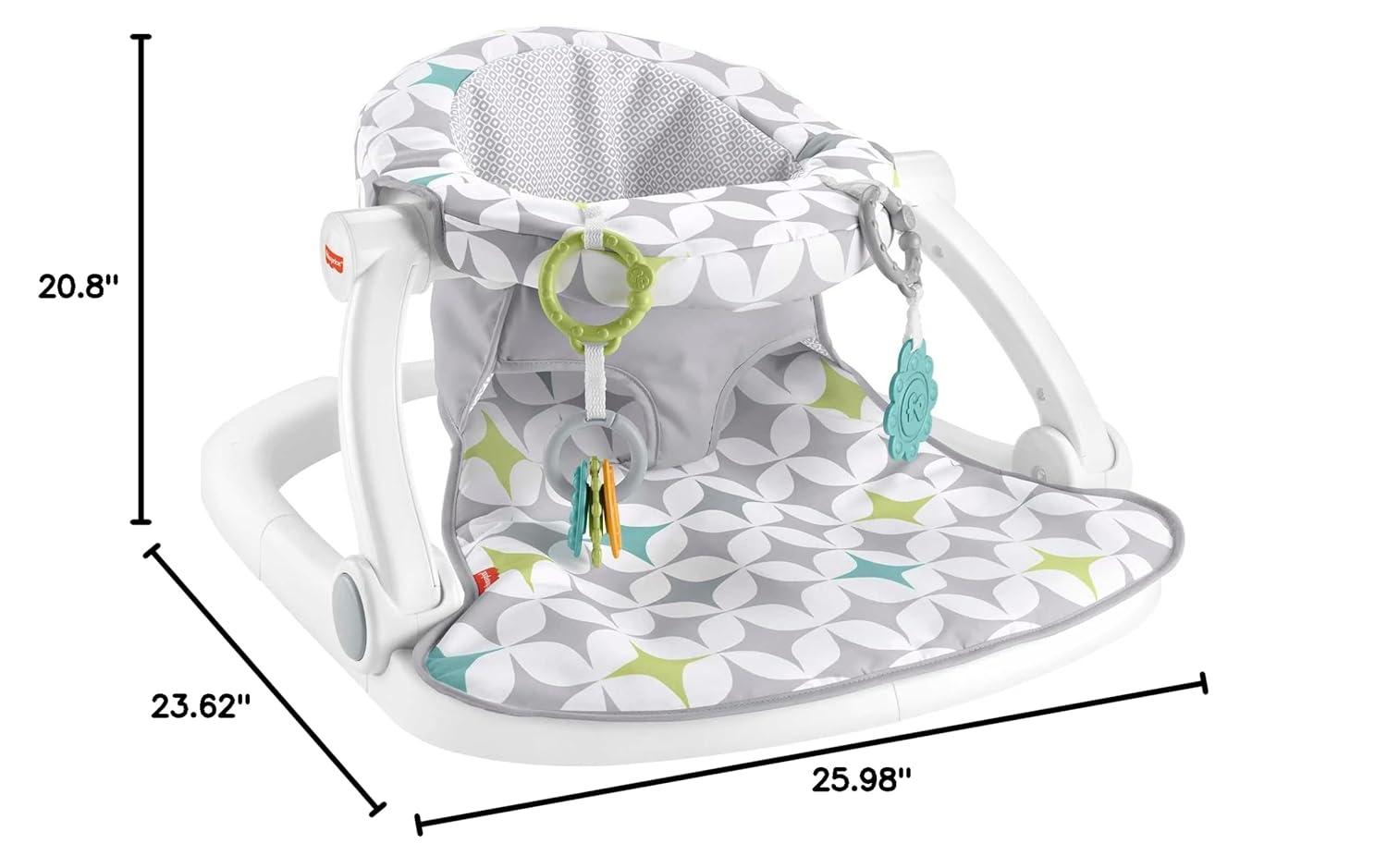 imageFisherPrice Portable Baby Chair SitMeUp Floor Seat With Developmental Toys amp Machine Washable Seat Pad Pacific Pebble1 Count