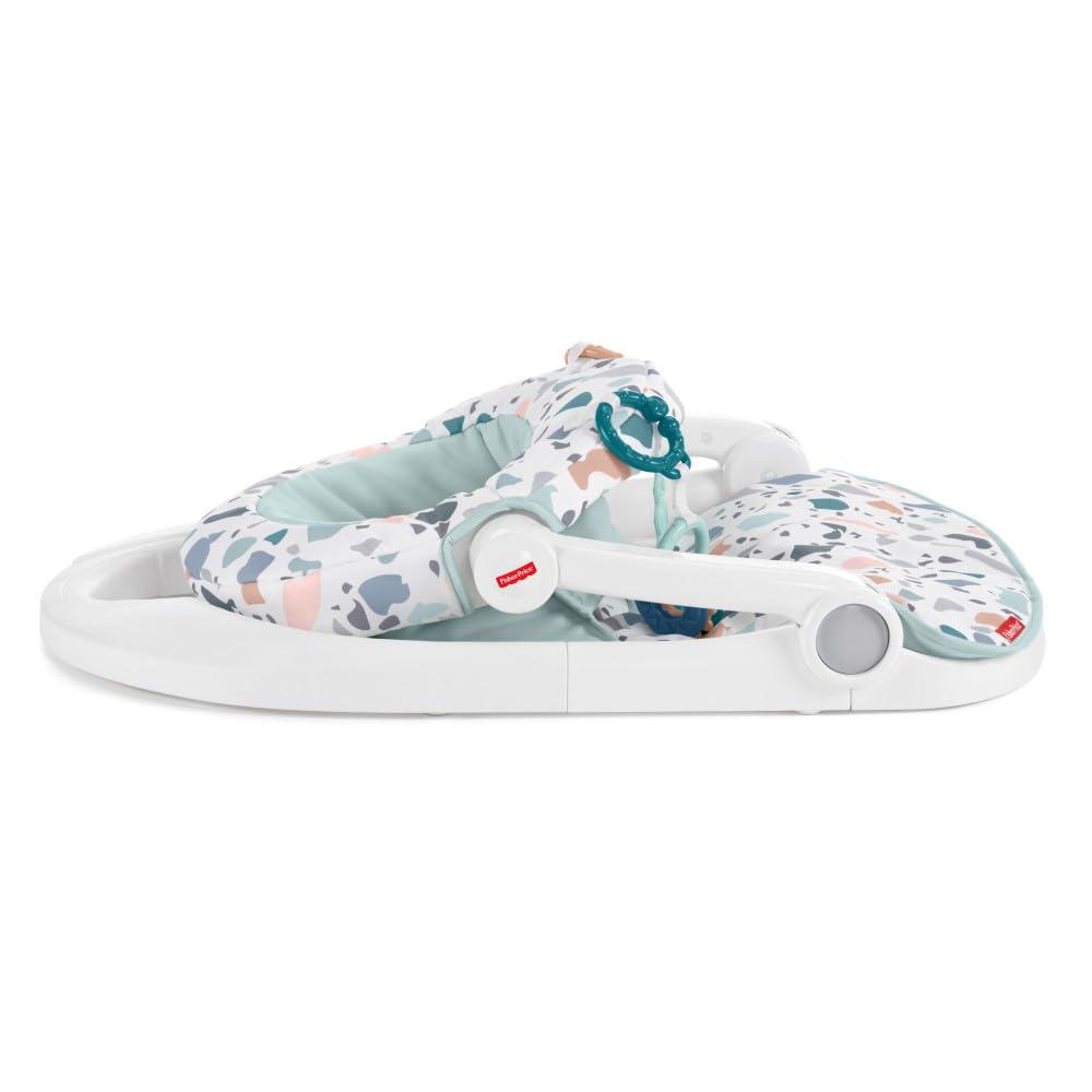 imageFisherPrice Portable Baby Chair SitMeUp Floor Seat With Developmental Toys amp Machine Washable Seat Pad Pacific Pebble1 Count