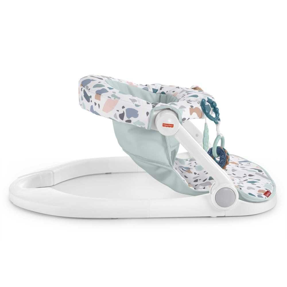 imageFisherPrice Portable Baby Chair SitMeUp Floor Seat With Developmental Toys amp Machine Washable Seat Pad Pacific Pebble1 Count