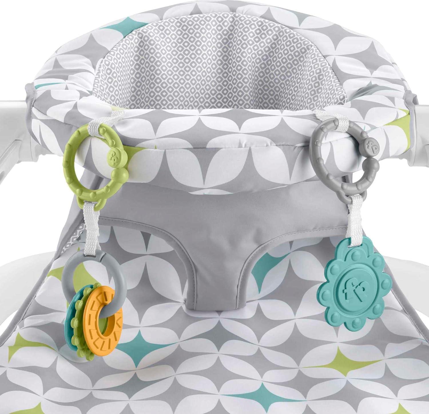 imageFisherPrice Portable Baby Chair SitMeUp Floor Seat With Developmental Toys amp Machine Washable Seat Pad Pacific Pebble1 Count