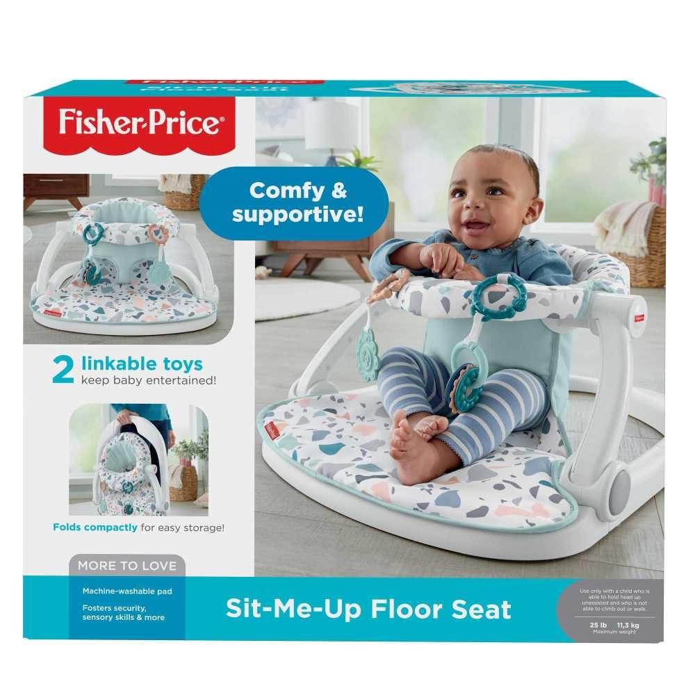 imageFisherPrice Portable Baby Chair SitMeUp Floor Seat With Developmental Toys amp Machine Washable Seat Pad Pacific Pebble1 Count