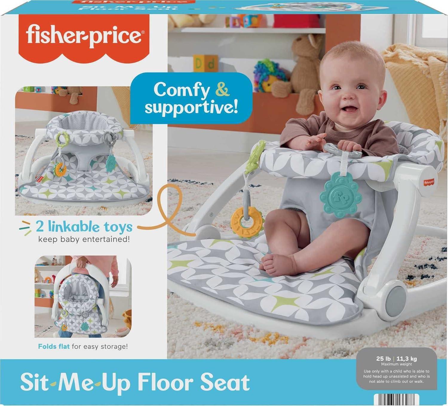 imageFisherPrice Portable Baby Chair SitMeUp Floor Seat With Developmental Toys amp Machine Washable Seat Pad Pacific Pebble1 Count