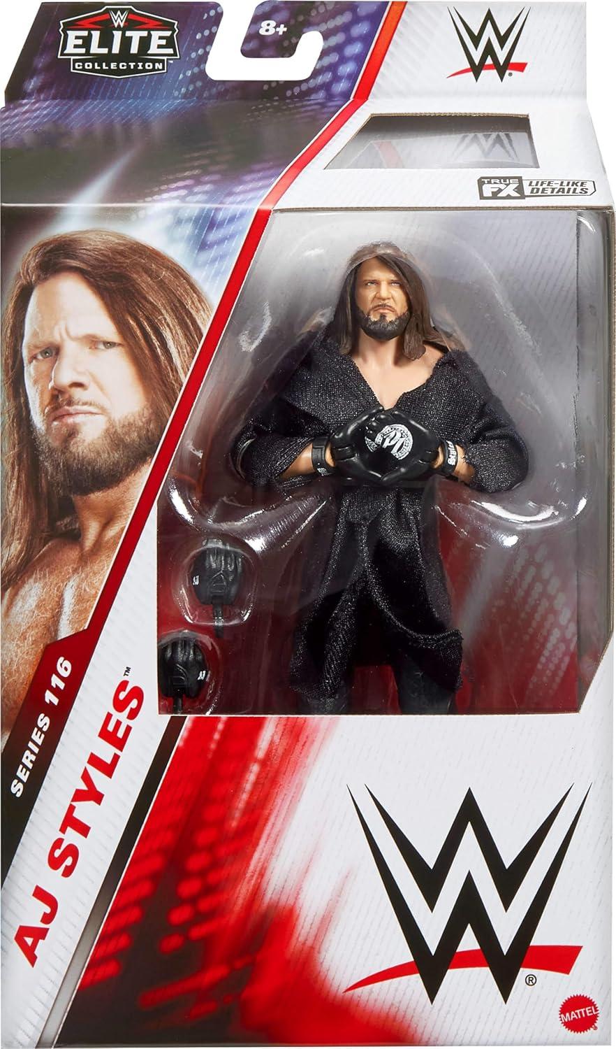 imageMattel WWE Elite Action Figure amp Accessories Series 116 6inch Collectible AJ Styles with 25 Articulation Points amp Swappable Hands