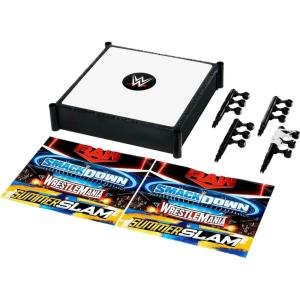 Mattel WWE Superstar Ring, 14 inches with Spring-Loaded Mat, 4 Event Apron Stickers & Pro-Tension Ropes for WWE 6-inch Action Figures