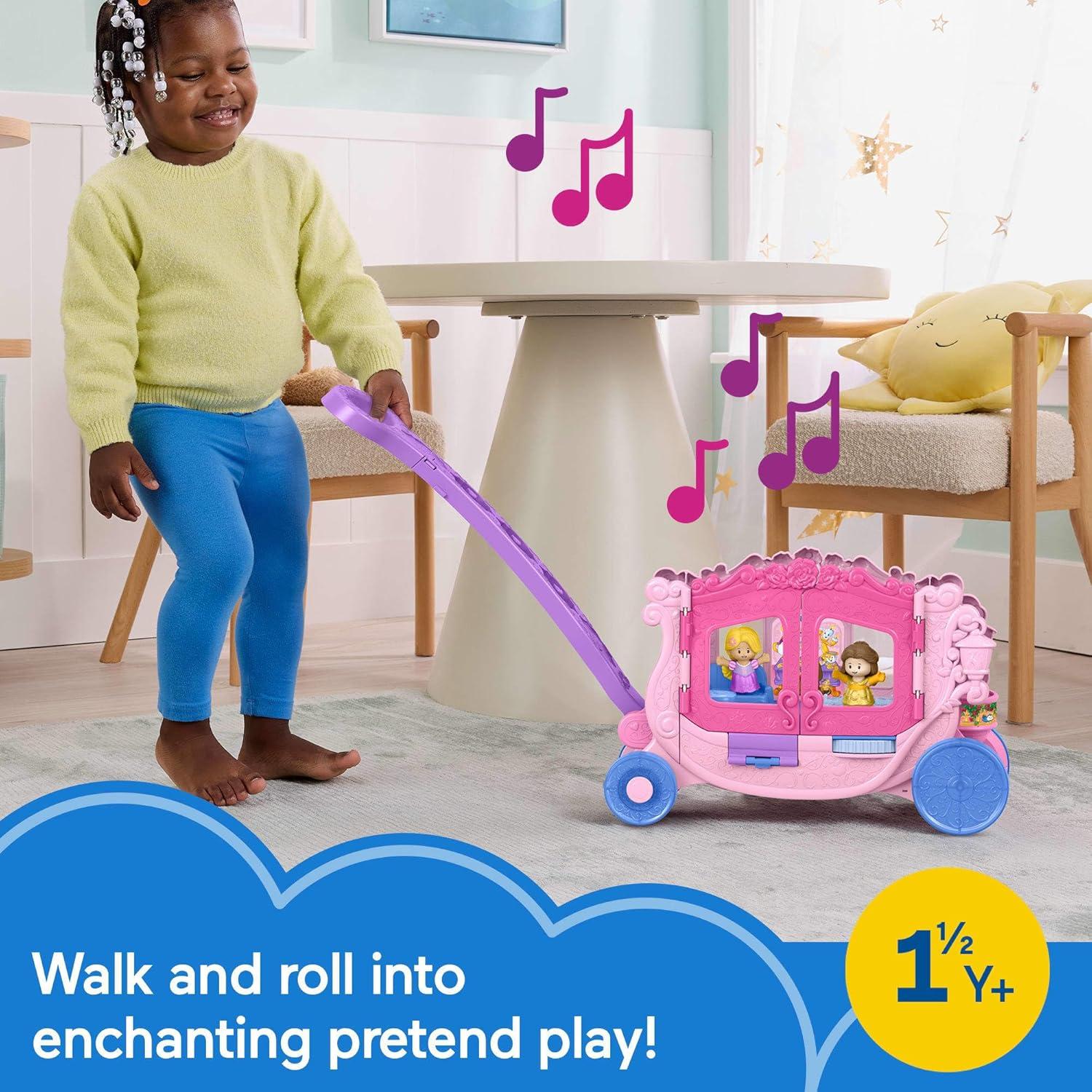 imageFisherPrice Little People Toddler Toy Disney Princess PullAlong Musical Carriage Playset with Figures for Pretend Play Kids Ages 18 MonthsMusical Carriage